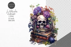Skull on books clipart, Forest clipart, Herbs clipart Product Image 1