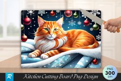 Cozy Ginger Cat with Holiday Cheer Cutting Board PNG Product Image 1