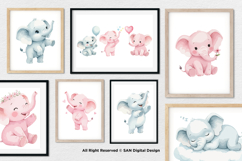 15 Bundle Watercolor Elephant Baby Blue and Pink Fun Animal Product Image 4