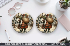 Donkey Car Coaster Sublimation| Christmas Coaster PNG Product Image 1