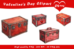 Valentine Day Watercolor Chest Clipart PNG Product Image 1