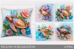 Turtle Pillow Sublimation. Turtle Sublimation Product Image 1