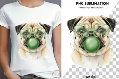 Pug with bubblegum png design for T-shirts Product Image 4