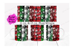 Christmas Mug Sublimation Template, Plaid mug PNG design Product Image 1