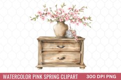 Watercolor Pink Spring Clipart Bundle Product Image 9