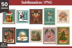 Christmas Bundle Postage Stamp 50 png Christmas illustration Product Image 4
