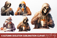 Autumn Skeleton Sublimation Clipart Product Image 1