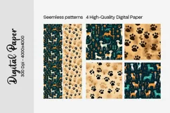 Dog Paw Digital Paper Seamless Scrapbook Paper Product Image 2