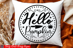 Hello Pumpkin Fall Round Sign SVG Product Image 4