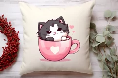Sweet Cat Valentines Day Clipart, Valentines PNG Product Image 4