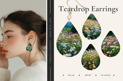 Flower Teardrop Earring Floral Teardrop Sublimation_33 Product Image 1