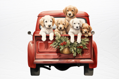 Vintage Red Truck With Many Clipart Product Image 4