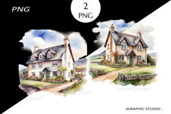 Cottage Clipart, Iralend Clipart, Countryside png Product Image 1