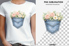 Denim pocket flowers png design for T-shirts Product Image 4