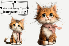 Whimsical Spring Cats PNG Clipart Watercolor PNG Product Image 1