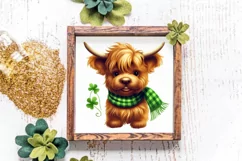 St Patricks Day Highland Cow Clipart, Highland Cow Clipart Product Image 4
