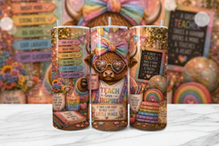 Teacher Highland Cow Tumbler Wrap PNG Product Image 1