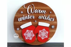 Warm Winter Wishes Sign SVG | Christmas Door Hanger SVG file Product Image 1