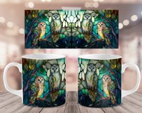 Stained Glass Owls Mug Sublimation Wrap 11 oz Product Image 4