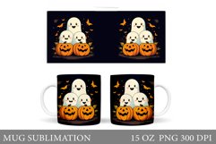 Cute Ghost Mug Design. Cute Halloween Mug Sublimation Product Image 1