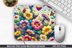 Flower Mouse Pad Sublimation, Spring Flower Mouse Pad PNG Product Image 1