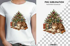Christmas bookish cat png design for T-shirts Product Image 4