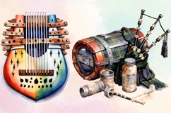 Musical Instrument Watercolor Clipart Bundle, Musical Instru Product Image 5