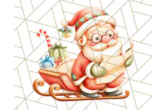 Santa Sleigh Ride Clipart PNG, Flying Reindeer Christmas Art Product Image 4