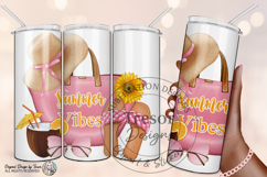 Pink Summer Vibes Beach Tote Design | Tropical Vacation Art Product Image 3