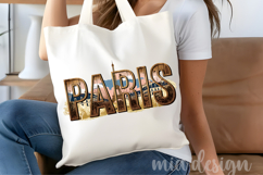 Paris France PNG, Vintage Eiffel Tower Cityscape Sublimation Product Image 5