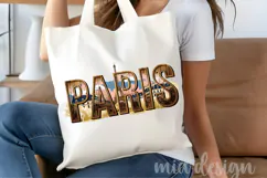 Paris France PNG, Vintage Eiffel Tower Cityscape Sublimation Product Image 5