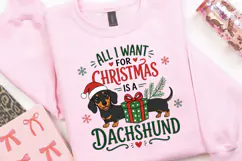 Dachshund Christmas PNG, All I Want For Christmas Is A Product Image 2