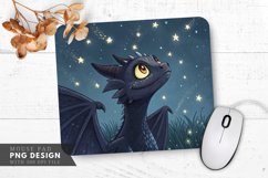 Curious Night Dragon Surrounded by Stars Mouse Pad PNG Product Image 1