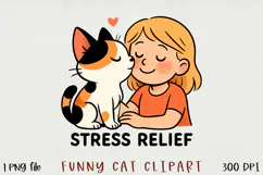 Cute & Funny Cat Clipart, Sublimation PNG. Product Image 1