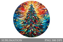 Stained Glass Christmas Tree Round Sublimation Product Image 1