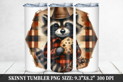 Raccoon Skinny Tumbler 20oz Wrap Design, Animal Tumbler Wrap Product Image 1