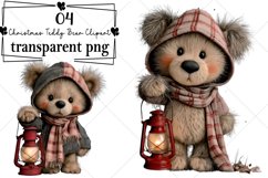 Whimsical Christmas Teddy Bear Clipart Watercolor PNG Product Image 1