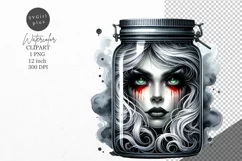Halloween clipart, Jar with a face, Autumn clipart Product Image 1