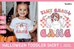 Funny Halloween Toddler Shirt Quote SVG | Tiny Ghoul Gang Product Image 1