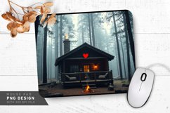 Cozy Cabin Heart Smoke Mouse Pad PNG Design Product Image 1