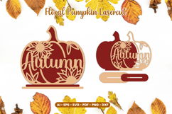 Autumn Floral Pumpkin Laser Cut SVG | Standing Fall Decor Product Image 1