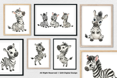 15 Bundle Watercolor Cute Zebra Black White Striped Animal Product Image 4