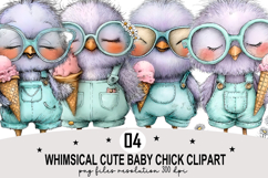 whimsical cute baby chick clipart Watercolor PNG Product Image 1