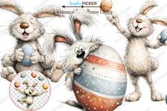 Whimsical Bunny Easter Clipart, Watercolor Easter Bunny PNG Product Image 1