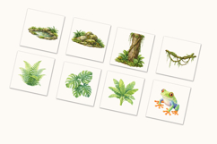 Jungle Watercolor Clipart Set Tropical Animals &amp; Plants PNG Product Image 5