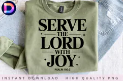 Serve the Lord with Joy Psalm 100:2 Christian PNG Product Image 3