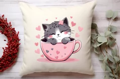Sweet Cat Valentines Day Clipart, Valentines PNG Product Image 4