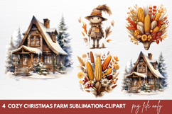 Cozy Christmas Farm Clipart Christmas Farm Sublimation Product Image 1