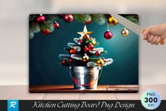 Rustic Christmas Tree in a Bucket Cutting Board PNG Product Image 1