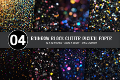 Rainbow Black Glitter Digital Paper Product Image 1